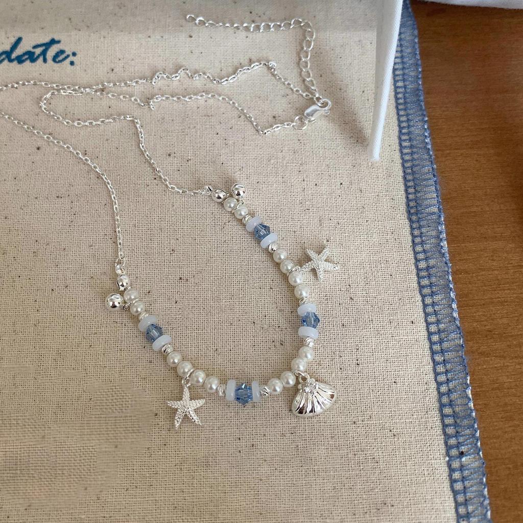 Korean Style S925 Sterling Silver Starfish & Pearl Necklace for Women - Fresh, Versatile, Simple Clavicle Chain