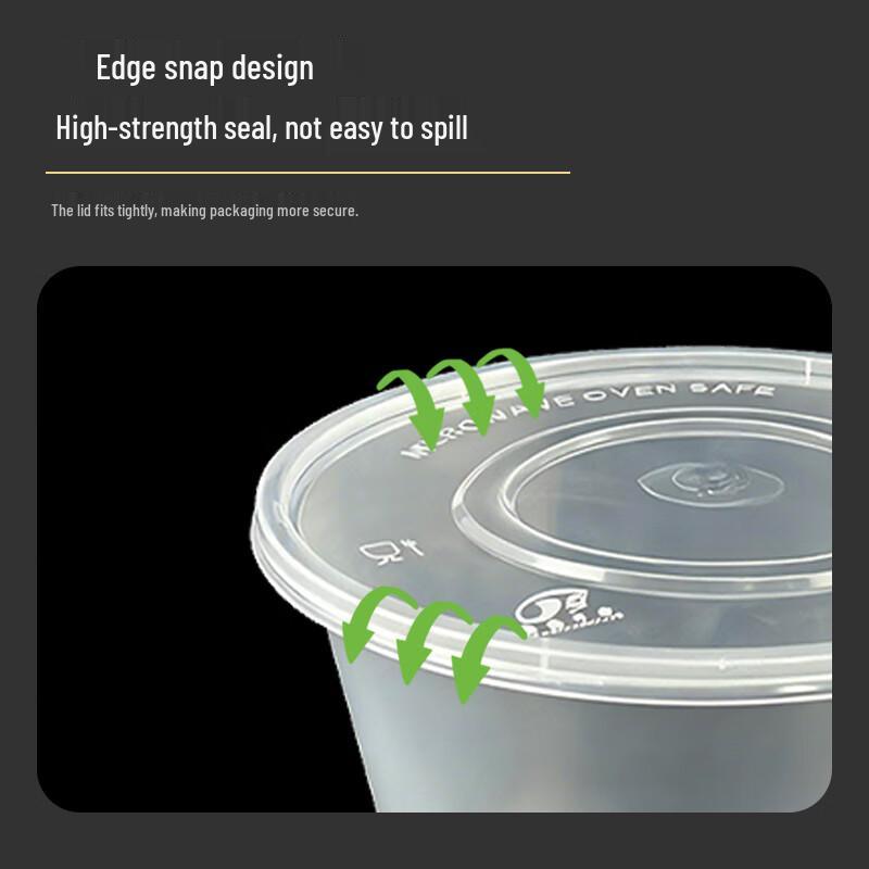 Kangjiejiaxin 1750ml Round Disposable Food Containers with Lids (200 Sets)
