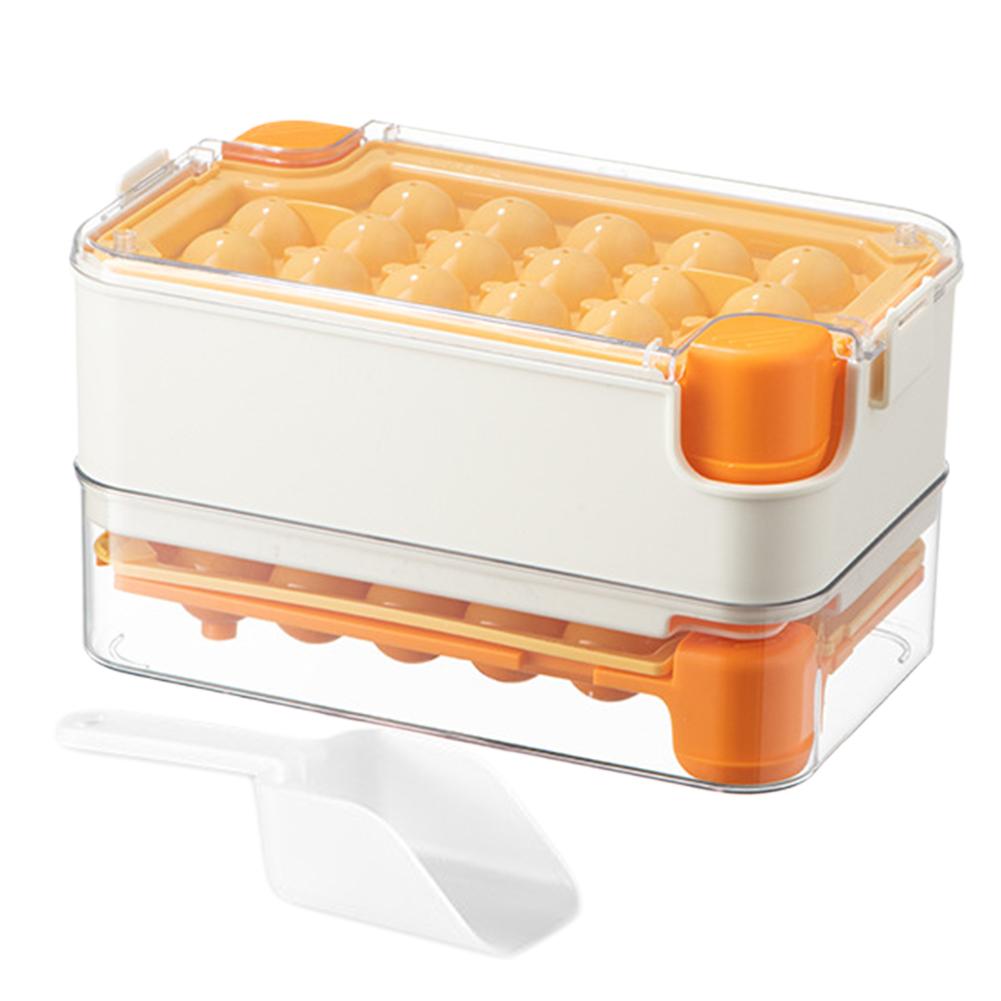 Ice Cube Maker with Lid and Ice Shovel Creative Ice Cube Molds Storage Box Pressing Ice Cube Molds for Party Bar Kitchen Freezer