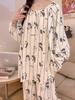 Women's Sweet Pure Cotton Pajama Set - Round Neck, Long Sleeve, Long Pants, Comfortable Home Wear for Spring & Autumn