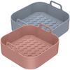2Pcs Air Fryer Silicone Pot with Handle Reusable Air Fryer Liner Heat Resistant Air Fryer Silicone Basket 8 inch Square Baking