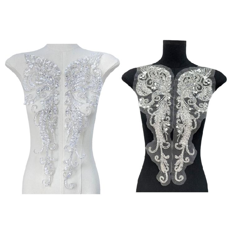 1pair Stylish Embroidered Sequins Patches Elegant Embellishments Patches for Fashion Projects and Event