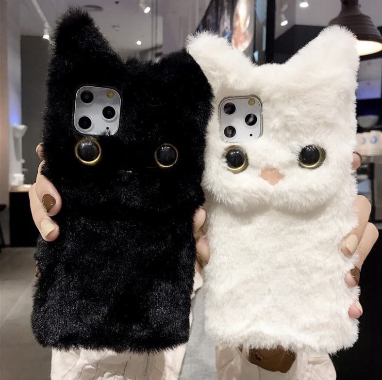 

Cute Cat Plush Protective Cover for Apple 14pro Max, XR 7P/8PLUS, 15, Female Apple 14
