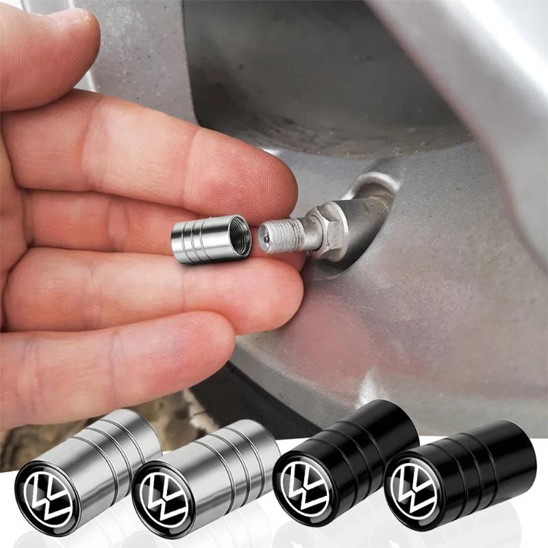 4pcs Metal Car Wheel Tire Valve Caps Stem Case With Logo For Volkswagen VW R Polo Passat Rline Golf 4 5 6 Tiguan Jetta GTI ID.3 kj6