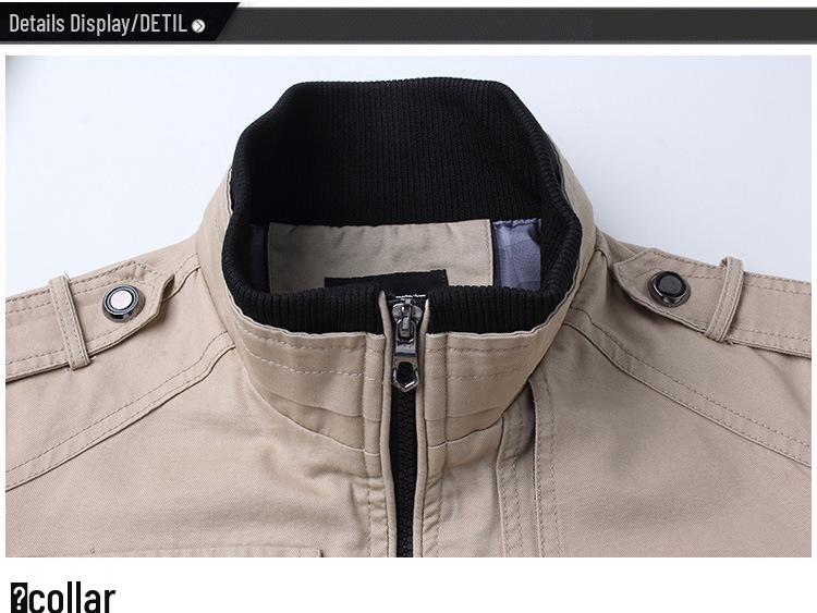 Men's Washed Cotton Stand Collar Jacket - Youth Style Outerwear