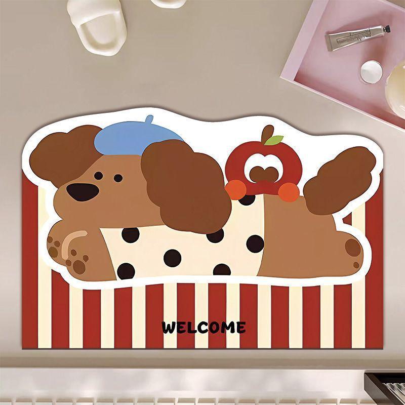 

Cartoon Cute Sausage Dog Diatom Mud Floor Mat Bathroom Water-Absorbing Non-Slip Foot Mat Household Dirt-Resistant And Easy-To-Take-Care Floor Mat 50*80cm
