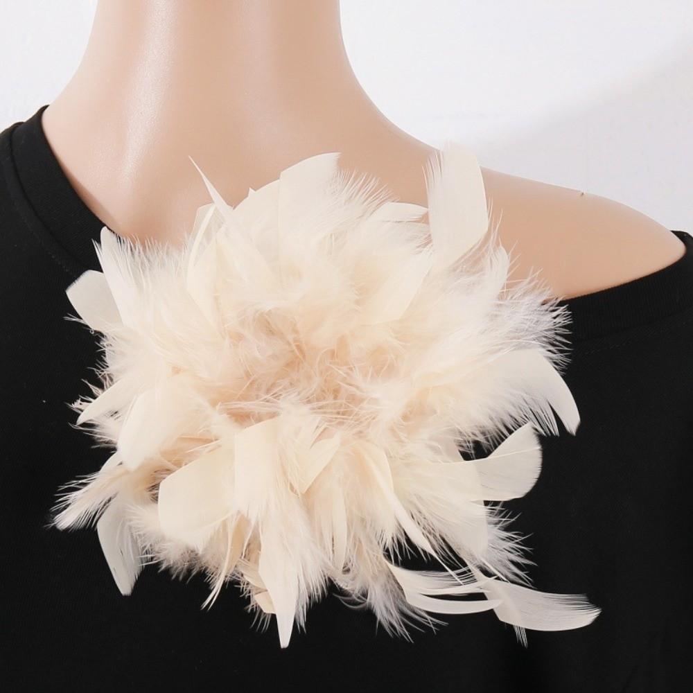 Faux Feather Fabric Corsage Large Lapel Pin Chic 16cm Flower Brooch Mother's Day