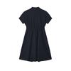 FILA White Simple Casual Daily Comfortable Waist-Defined Button Solid Color Versatile Short Sleeve Dress Women dresses Legendary-Blue F11W523301FNV