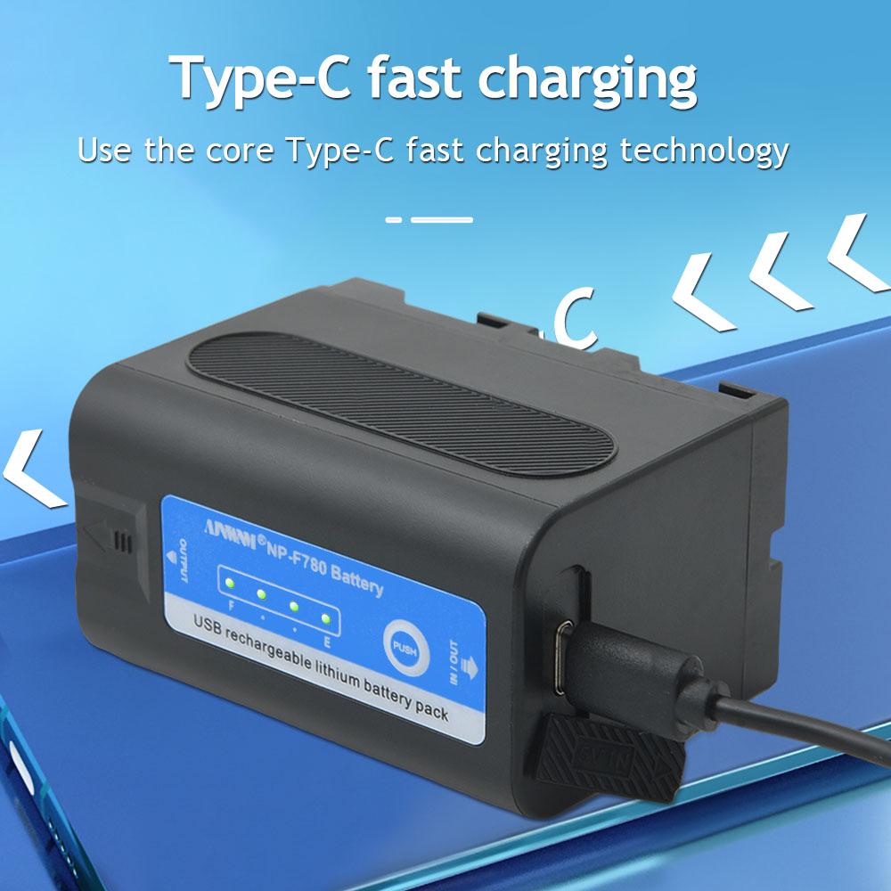 AJNWNM 10400mAh für Sony NP-F770 NP-F780 F750 F730 Akku LCD-Display Ladegerät F970 F550 F570 F750 F770 MC1500C