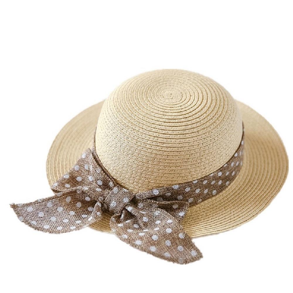 Connectyle Little Girls Straw Hat With Cute Bowknot String Summer Beach Sun Protection Outdoor Sports And Traveling Hat