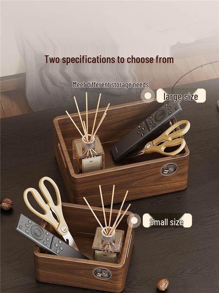 Chinese Style Solid Wood Desktop Organizer: Living Room Storage for Snacks, Keys, Remotes, and Cosmetics