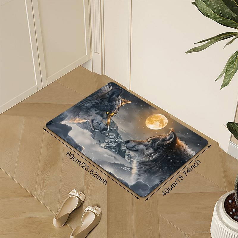 1 ks Vzor vlka Rohožky ke dveřím Kuchyňské koberce Protiskluzový Pop art design Koberce do obývacího pokoje Koupelnová předložka Koberec pro domácnost K Dekorace k umyvadlu Prádelna