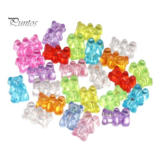 100 Pcs Colorful Bear Beads Clear Acrylic Colored Bear Beads Mini Bear Charms for Bracelet Necklace DIY Crafts Jewelry Making Supplies