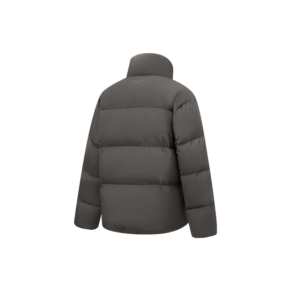 Li-Ning Seria Fitness Kurtka puchowa Hot Pot Jednolity kolor Stójka Luźna Krótka Kurtka damska Węglowo-brązowa AYMT298-8