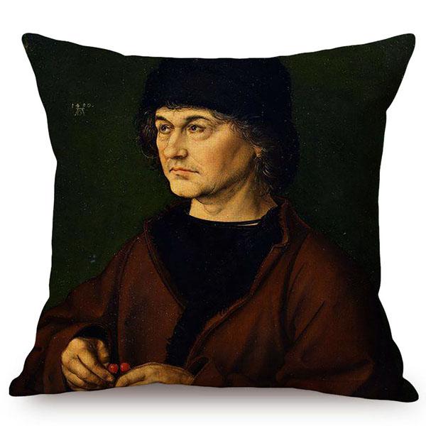 Famous Character Portrait Vintage Oil Painting Art Sofa Pillow Case Cotton Linen Luxury Gallery Chair Decorative Cushion Cover