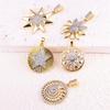 Retro European Zircon Pendant: Eight-Pointed Star, Sunflower, Spiral, Five-Pointed Star Necklace Accessory.