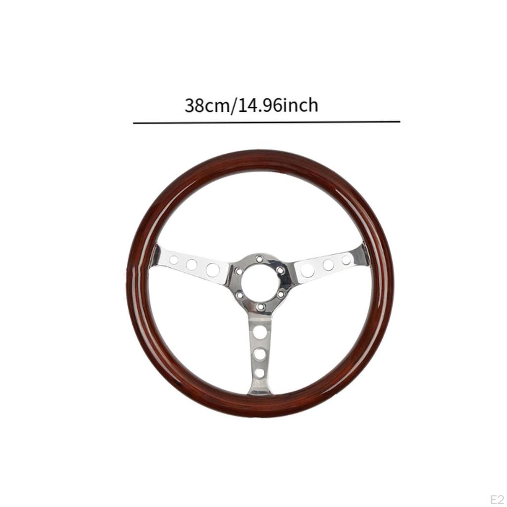 Car Steering Wheel Accessory 380 Mm Wooden Classic Sturdy Sports Modified Parts for
