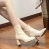 Square Toe Heeled Women's Ankle Boots Autumn Winter Leather Fashion 2025 Booties Designer Luxury High Quality Female Short Shoes