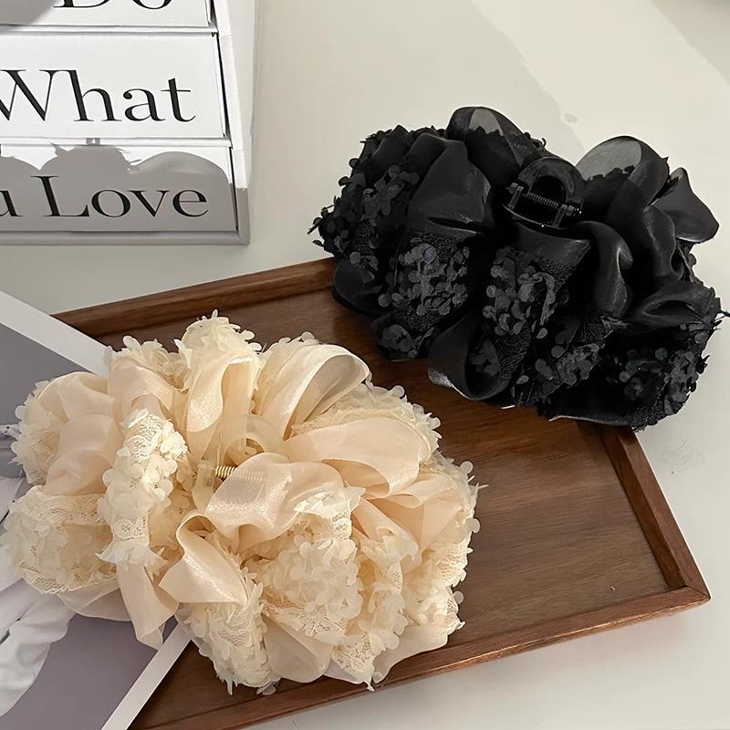 Elegant Multi-Layer Floral Bow Hair Clip for Women – Updo & Face-Slimming Shark Clip Headwear