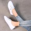 Women's White Genuine Leather Flats - 2023 Korean Style. Versatile, Trendy, Plus Size Casual Shoes for Spring/Summer.