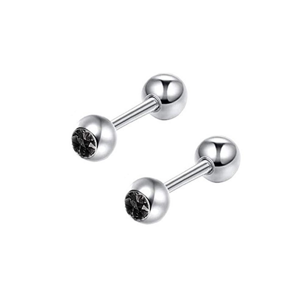 2X 6/8/10/12/14mm Barra de Aço Cartilagem da Orelha 3mm Bola de Cristal Tragus da Orelha Hélix Argola Barra Haltere Piercing Corporal