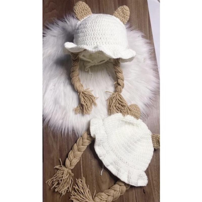 New hand knitted funny woolen hat long horn lace clown pullover hat