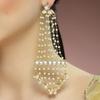 Pearl Chain Kundan Drop Earrings for Women