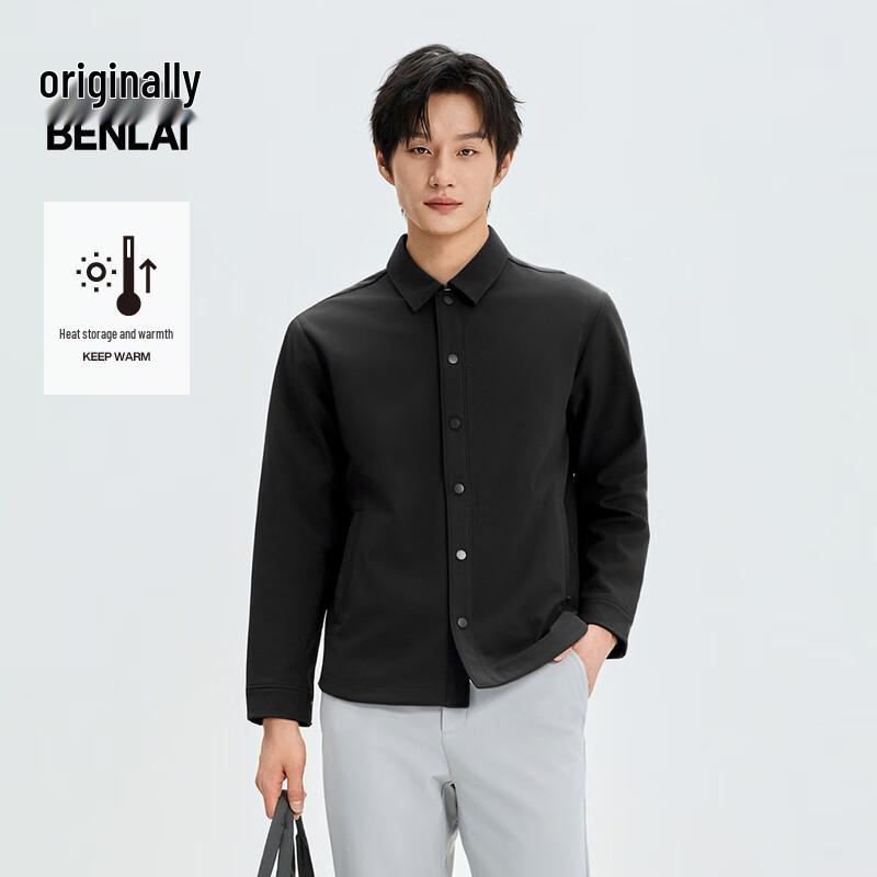 Benlai Men's Fleece-Lined Casual Long-Sleeve Shirt