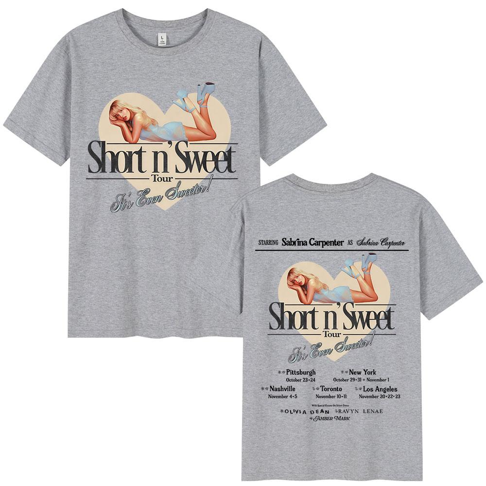 Sabrina Carpenter Short N Sweet Tour 2025 T Shirt Unisex Women Clothing Fashion Aesthetic Tshirts Cotton Loose Tshirt Streetwear