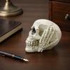 Halloween Totenkopf Figur, Höre Sie Sprich Kein Böses Skelettkopf Statue, Gotische Harz Heimdekoration für Schreibtisch, Bücherregal, Kaminsims, Tischplatte