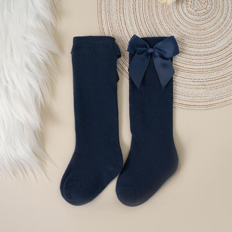 Șosete pentru bebeluși și copii mici de marcă nouă, toamnă iarnă, șosete lungi până la genunchi pentru copii fete, bumbac cu fundă mare, stil spaniol, șosete de podea pentru copii