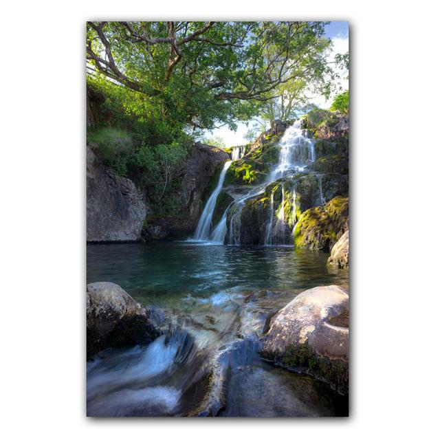 Landscape Oil Painting Forest Waterfall River Beautiful Nature Scenery Canvas Painting Office Corridor Home Decoration Mural No Frame