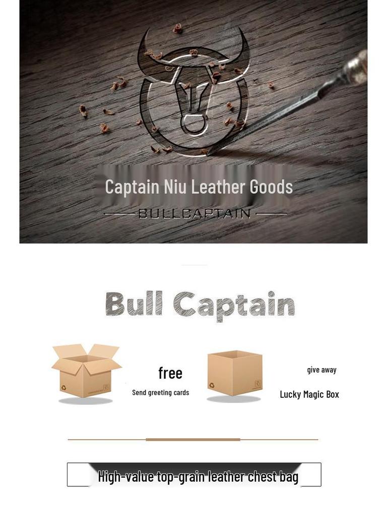 Cow Captain Men's Genuine Leather Crossbody Chest Bag - Top Layer Cowhide Multifunctional Sports Casual Bag
