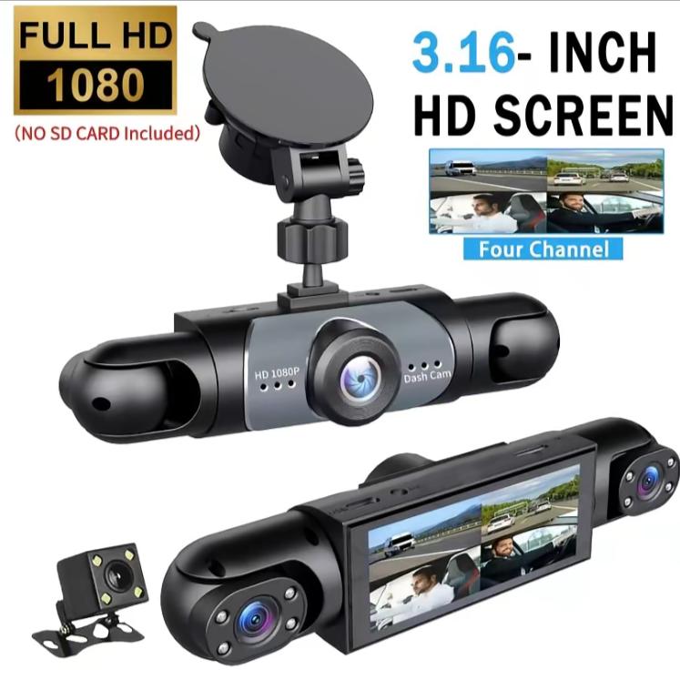 4 Channel Car Dash Cam.1080P Car DVR with 64GB Memory Card.Plug and Play,with Night Vision,24 Parking Mode Car DVR Front Rear Left And Right dashcam