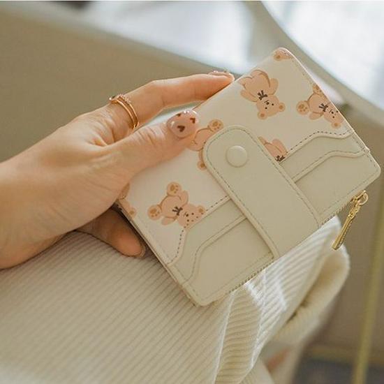 Women's Cross-Border Short Buckle Wallet - Multi-Card Slot Coin Purse & Card Holder with Print Design