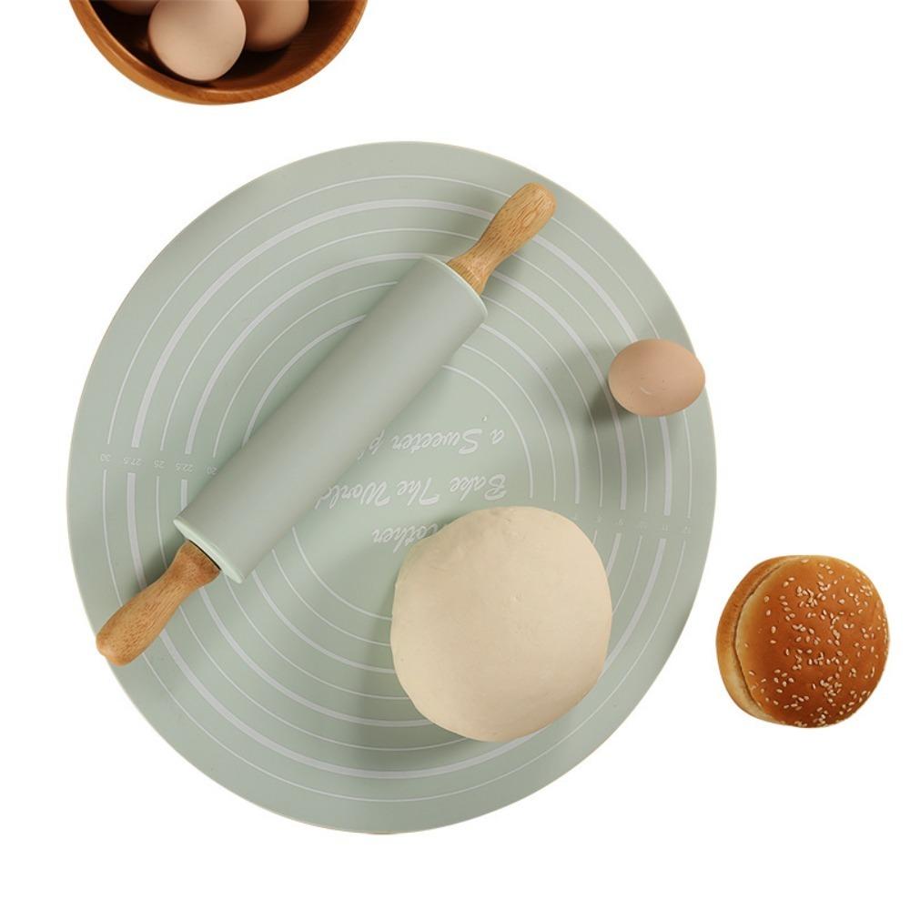 2 Stück/Set Silikon Nudelholz Set Rundes Knetpad Backgeschirr Nudelholz Gebäckmatte Set Gebäck