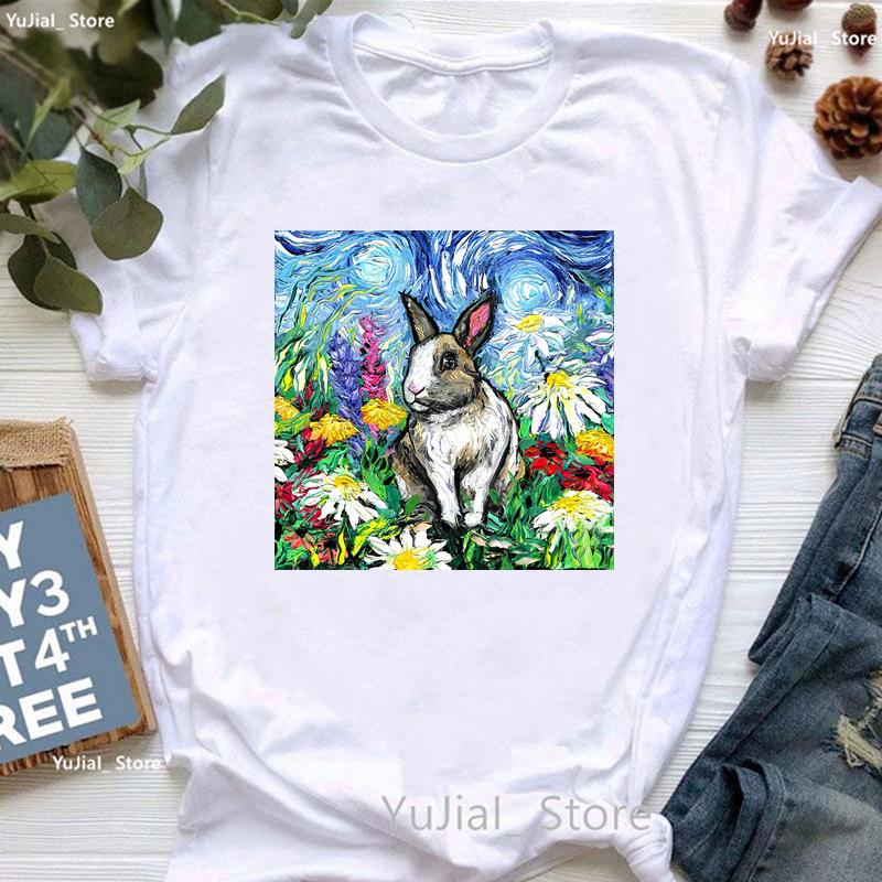 Vintage T Shirt Girls Starry Sky Chihuahua Bulldogaussieyorkshire Terriercatrabbit Print T Shirt Unisex Aesthetic Clothes