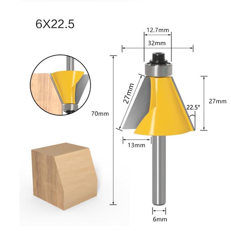1/3pc 8MM Shank Chamfer Router Bit 15 22.5 30 Degree Milling Cutter for Wood Machine