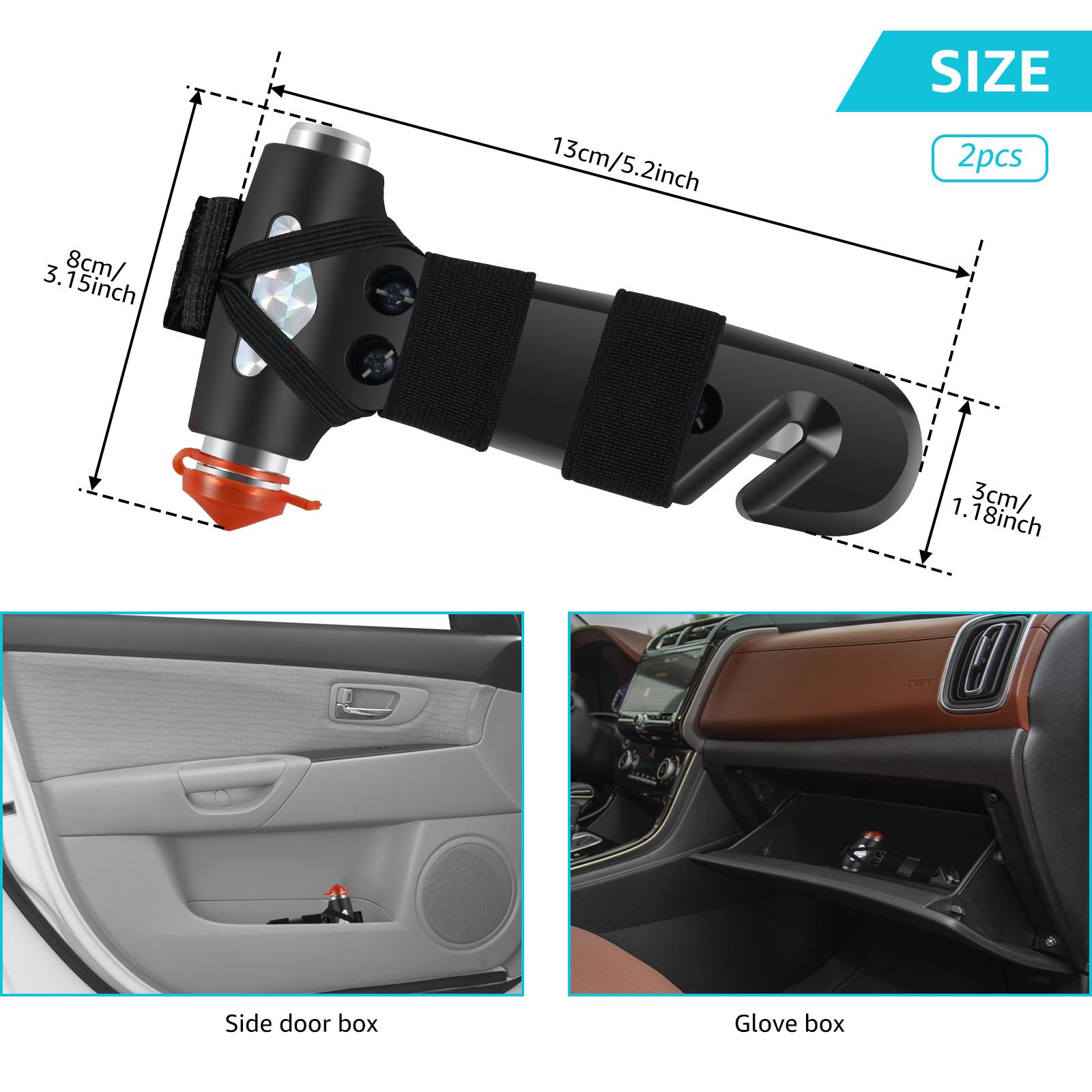 2PCS/Set Car Safety Hammer Auto Emergency Escape Hammer with Window Breaker and Seat Belt Cutter Portable Safety Emergency Car nero