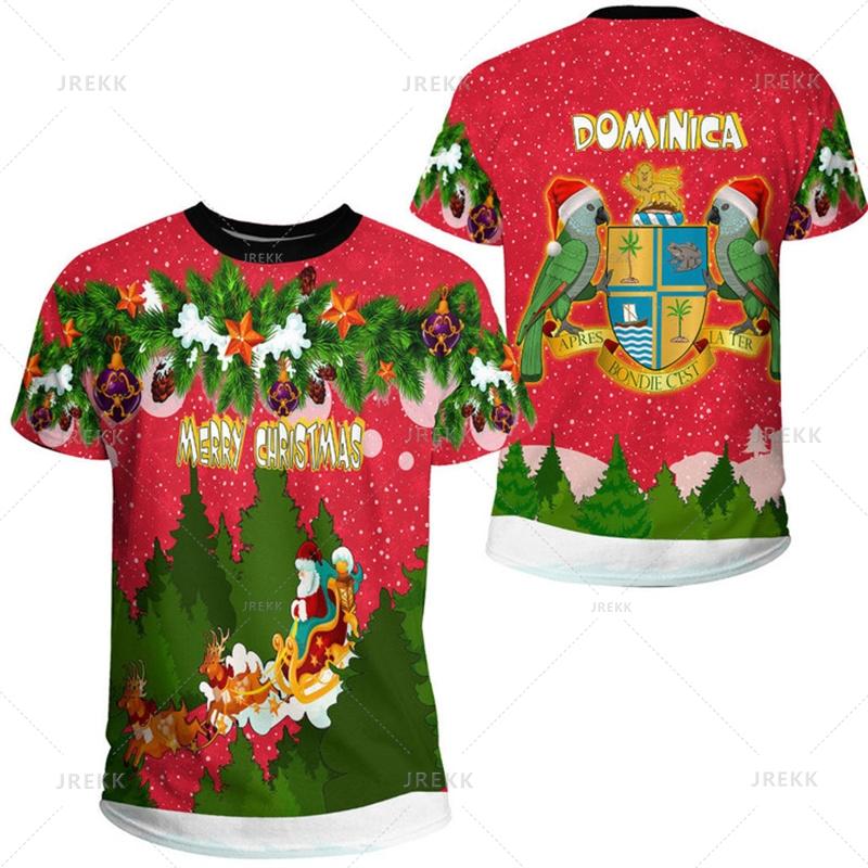Dominica Coat Of Arms 3D Printing T Shirt The Commonwealth Of Dominica Flag Map Graphic Tee Shirts S