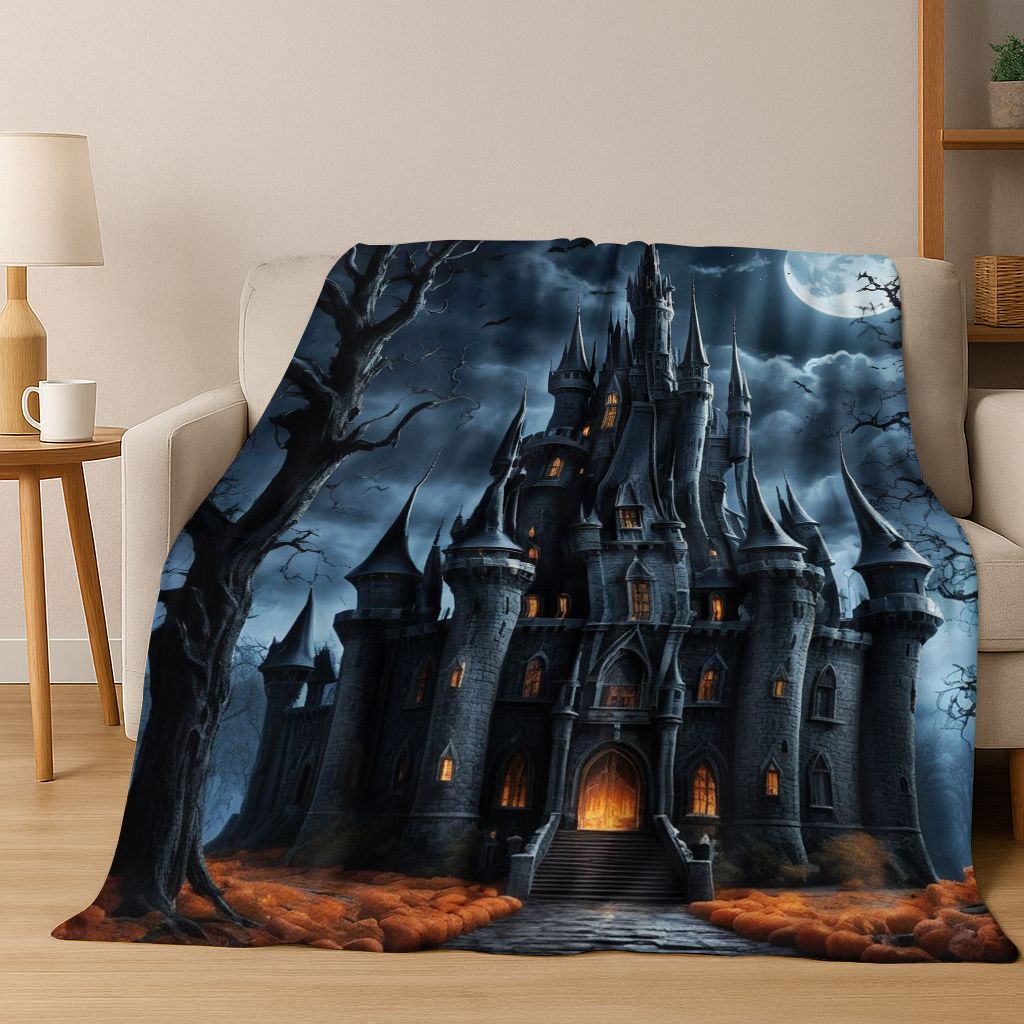 Enchanted Fairytale Princess Castle Gothic Castle Cartoon Flannel Blanket,Cozy Soft Throw Blanket for Home Bedroom Bed Sofa Kids