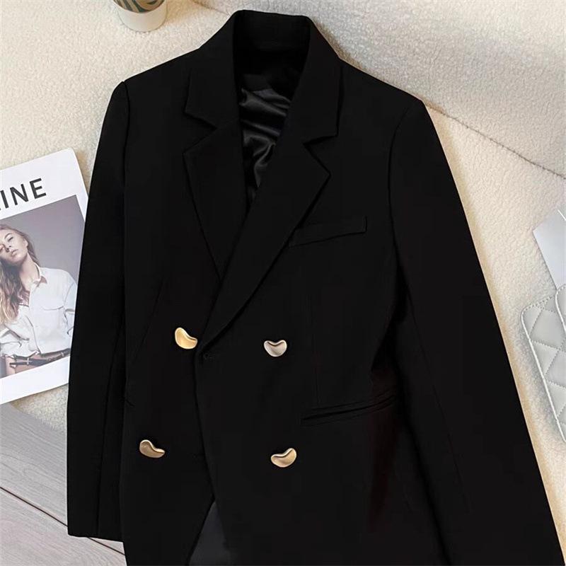 

2025 Women s High-End British Style Gray Suit Jacket - French Textured, Fashionable, Small Suit for Spring & Autumn 2XL (63-67 kg)