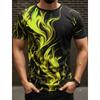 Fashionable men's trendy T-shirt short sleeved flame series 3D printed street T-shirt 6XL plus size round neck casual top