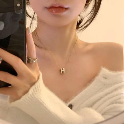 H Letter Collarbone Necklace Women's Trendy New Niche Design Accessories Fashion Personality Collarbone Chain