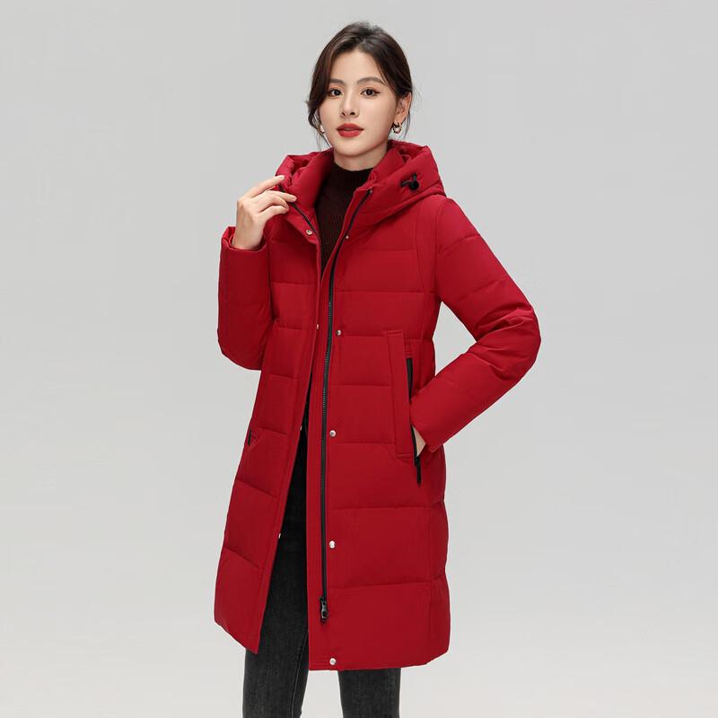 

SNOWFLYING Women s 2024 Winter Hooded Mid-Length Down Jacket X30147028F L