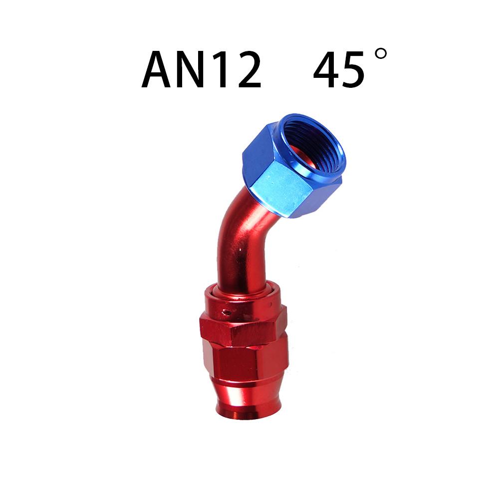 AN4/6/8/10/12 Straight 0°/45°/90°/120°/180° Degree PTFE Oil Fuel Swivel Hose End Fitting Oil Hose End Adaptor Kit Red Blue