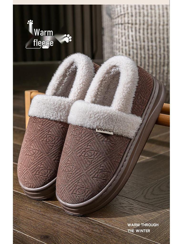 2025 Plus Size Non-slip Plush Wool Slippers for Elderly: Cozy Cotton Indoor Footwear for Autumn and Winter