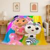 Cartoon Gabby Dollhouse Girl Flannel Blanket Soft Warm Throw Blanket for Bedroom Living Room Bed Travel Camping Picnic Kid