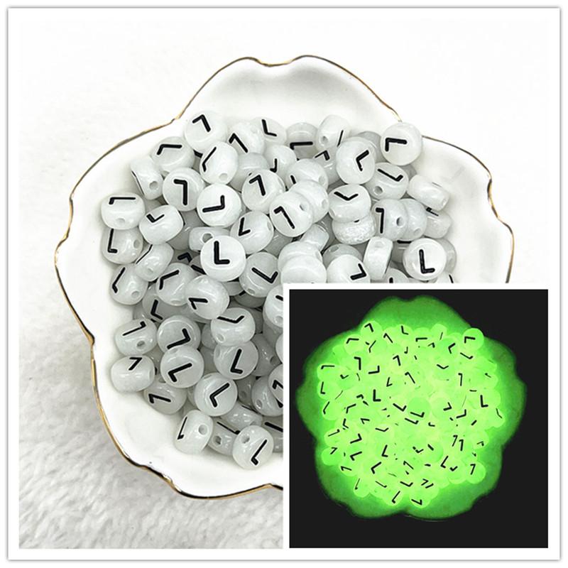 100 Stück 7x4mm A-Z Leuchtende Perlen Buchstabenperlen Acryl Abstandshalter Perlen Für Schmuckherstellung DIY Anhänger Armband