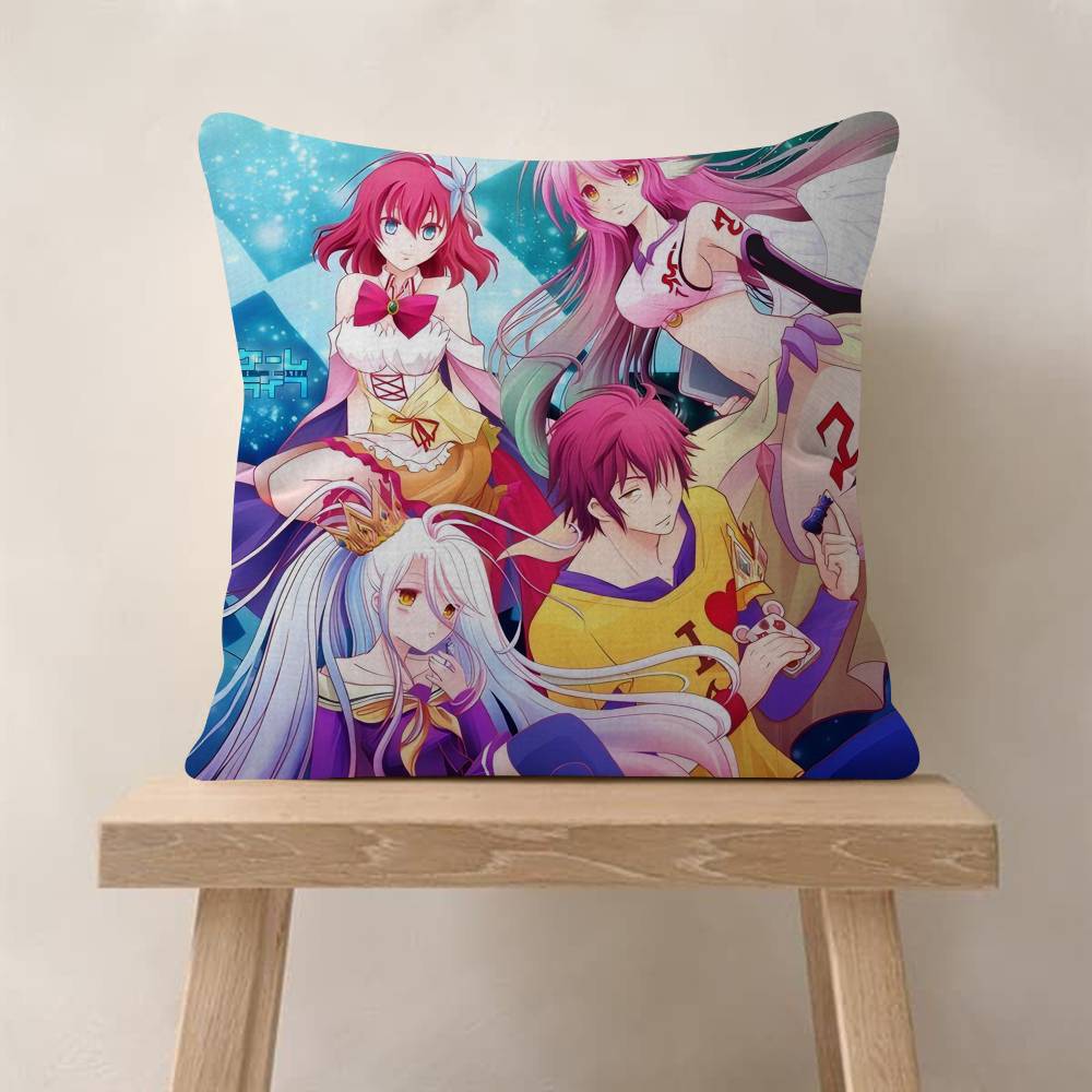 NNo Game No Life Anime Pillow Covers Cartoon Sofa Decorative Home Doublesided Printing Short Plush Cute Cushion Cover